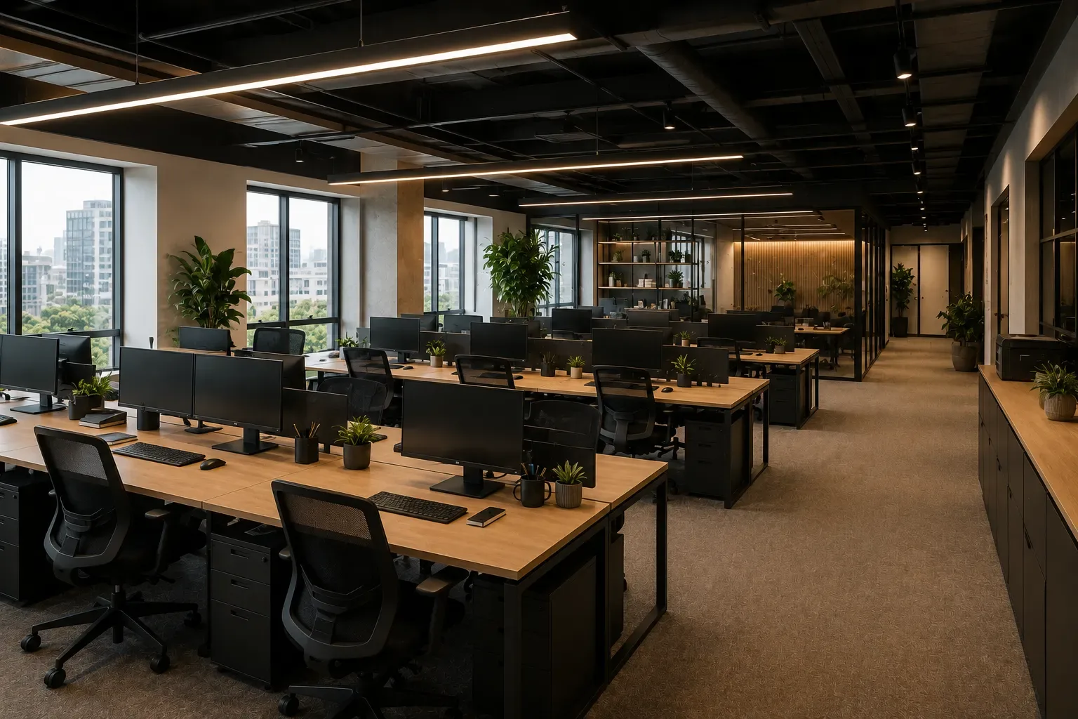 Clean, well-lit commercial office lobby